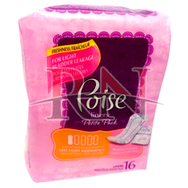 POISE  LINERS PETITE PACK, VERY LIGHT 16CT - 1PK – RN