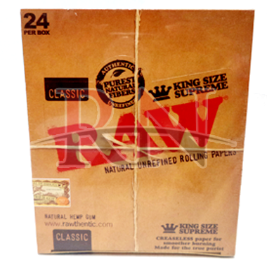 RAW CLASSIC KING SIZE SUPREME ROLLING PAPERS 24PC RN International Inc