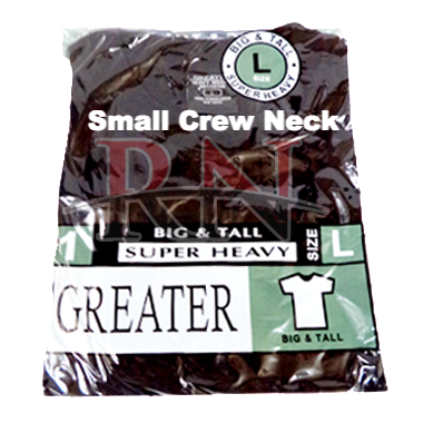GREATER | BLACK SMALL CREW-NECK TSHIRT INDIVIDUALLY PACKAGED  - 12 PK