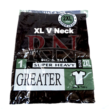 GREATER | BLACK XL V-NECK TSHIRT INDIVIDUALLY PACKAGED  - 12 PK