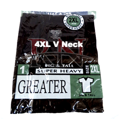 GREATER | BLACK 4XL V-NECK TSHIRT INDIVIDUALLY PACKAGED  - 12 PK