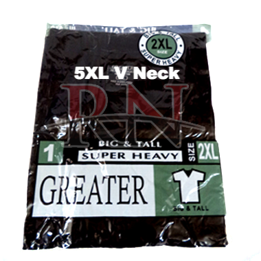 GREATER | BLACK 5XL V-NECK TSHIRT INDIVIDUALLY PACKAGED  - 12 PK